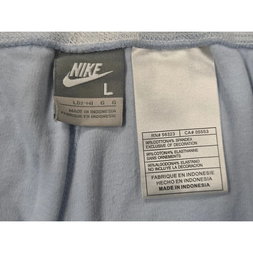 Nike Womens Light Blue Straight Leg Sweatpants Drawstring Size L Large